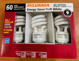 Sylvania - 13W (60W replacement) 3000K, Medium Screw Base CFL Bulbs, 3 pack - £9.50 GBP