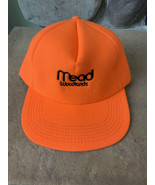 Vintage Mead Woodlands Blaze Orange Hat Foam Lined Made In USA Excellent - $26.89 CAD