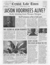 1980 Friday The 13th Crystal Lake Times Jason Voorhees Alive? Newspaper Print  - £2.39 GBP