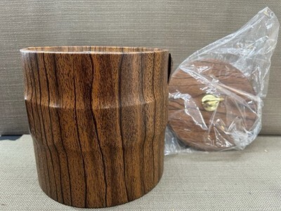 Vintage MCM Shelton-Ware Ice Bucket Faux Wood Gold Brass Sculptural Barware 9” Item image 8