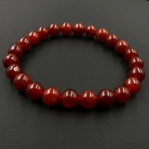 Dark Red Jade 8x8 mm Beaded Stretch Adjustable Bracelet SB-105 - £5.70 GBP