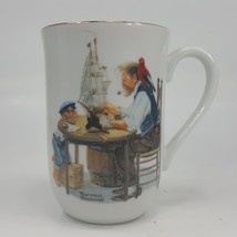 Norman Rockwell “For A Good Boy” Porcelain Coffee Mug Tea Cup Gold Trim 4” UEHH3 - £4.74 GBP