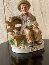 Porcelain Statue Porcelain Figurine Home Decor Man With Bird Figurine Sc... - £35.99 GBP