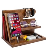 Teslyar Wood Phone Desk Station Keys Watch Holder Docking Stand Hooks Or... - $42.78 CAD