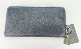 KEDZIE Eclipse Vegan Leather Zip Around Clutch Wallet Wristlet Card Holder Black - £17.74 GBP