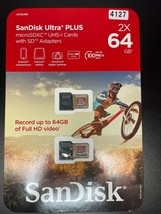 2X Sandisk 64GB Ultra Plus Microsdxc UHS-I Cards With Sd Adapters - £23.66 GBP