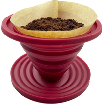 Attsky Collapsible Pour over Coffee Dripper for Camp Coffee, Reusable Silicone C - £9.33 GBP