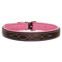 Stitched Padded Genuine Leather Heavy Duty Dog Collar Adjustable Durable - £34.40 GBP