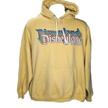Disneyland Resort Retro Hooded Sweatshirt Mens XL Yellow Disney Parks Drawstring - £28.41 GBP