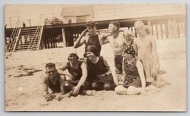 Beach Scene 1920s Guys Gals Swimsuits Boardwalk RPPC Real Photo Postcard U22 - £11.84 GBP