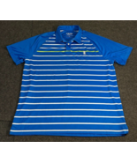 Izod Golf with Stretch Men&#39;s Blue Striped Short Sleeve Classic Polo Size... - $17.76