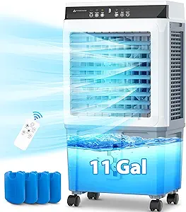 Evaporative Air Cooler, 3500 Cfm Swamp Cooler With 11 Gallon Remote, Por... - $389.99