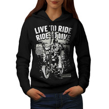 Wellcoda Live To Ride Womens Hoodie, Biker Slogan Casual Hooded Sweatshirt - £28.47 GBP