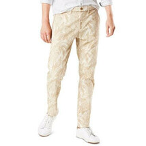 Dockers Alpha Khaki Beige Leaf Print Slim Fit 360 Flex Chino Pants - $37.00