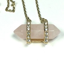 Rose Quartz Crystal Point Double Pointed Pendant Necklace WHBM - $14.00
