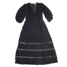 NWT Reformation Bayley Midi in Black Ruffled Deep V-neck Georgette Dress 10 - £159.87 GBP