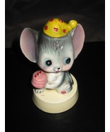 Vintage CERAMIC Porcelain MOUSE with CAKE &amp; HAT  Art Deco Figurine   - $150.98 MXN