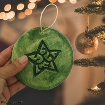 3Pc Green Star Wall Hanging, Handmade Ceramic Christmas Tree Ornament Home Decor - £47.63 GBP