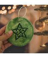 3Pc Green Star Wall Hanging, Handmade Ceramic Christmas Tree Ornament Ho... - £47.12 GBP
