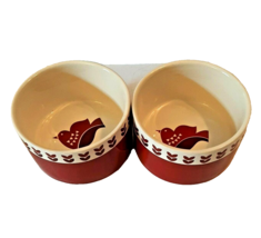 2 Ramekins Red White Master Class Bake Shop with Bird Design - £13.00 GBP