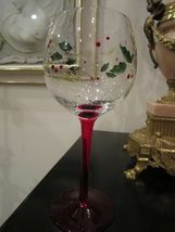 Christmas Glass Decor Poinsettias Gold VASE - Holly Hill GOBLETS - Pick ONE (Num - £9.52 GBP+