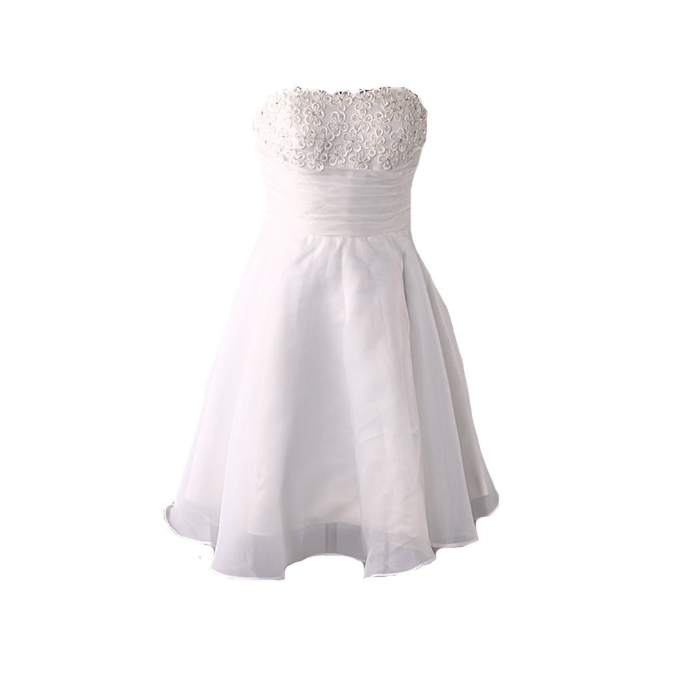 Kivary Women's Organza Short A Line Knee Length Informal Beach Corset White Brid