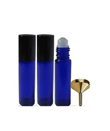 Perfume Studio Roller Bottle Set of 1 Perfume Funnel &amp; 3 Glass Cobalt Ro... - $12.21 CAD