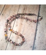 Necklace Bead Pink Brown Chips w/Spacer Beads 18&quot;+ Lobster Upcycled Hand... - £11.79 GBP