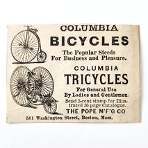 1884 Columbia Bicycles Victorian Advertisement Bikes Pope Manufacturing ... - $372.61 MXN