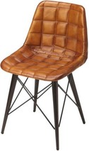 Side Chair Mid-Century Modern Distressed Black Brown Plastic Tris-Free Foam - £480.29 GBP