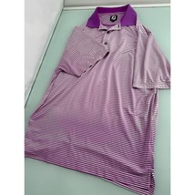 Footjoy FJ Men Golf Polo Shirt Purple Stripe Stretch Short Sleeve Medium M - £7.70 GBP
