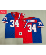 Buffalo Bills 34 Thurman Thomas Football Js Blue+Red Retro Men&#39;s Stitche... - $1,220.02 MXN
