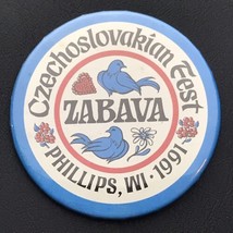 Czechoslovakian Fest Vintage Pin Button Phillips Wisconsin 1991 - $14.34