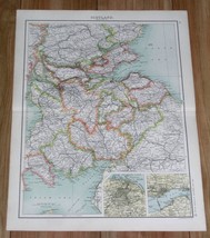 1903 Antique Map Of Scotland Lowlands Edinburgh Glasgow Perth Lanark Ayr Fife - £12.77 GBP