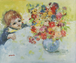 &quot;Boy With Flowers&quot; By Jordi Bonas Signed Oil On Canvas 20&quot;x24&quot; w/ Coa - £1,287.43 GBP
