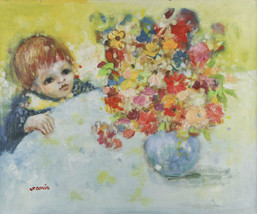 &quot;Boy With Flowers&quot; By Jordi Bonas Signed Oil On Canvas 20&quot;x24&quot; w/ Coa - $1,637.21