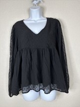 Urban Outfitters Womens Size S Blue Ruffle V-neck Layered Top Long Sleeve - £9.55 GBP
