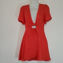 LuLu&#39;s Dress Size XS Red Keyhole Split Flutter Sleeve Summer Tie Front M... - £32.61 GBP