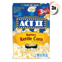 3x Packs Act II Buttery Kettle Corn Flavor Microwave Popcorn | 3 Bags Pe... - £16.60 GBP