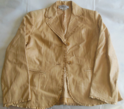 CARLISLE 100% Tan Leather Jacket Front Pockets Button-down Size 8 - $173.25