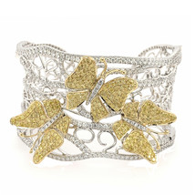 Real 11.51ct Natural Fancy Yellow Diamonds Butterfly Bracelet Bangle 18K Gold - £29,875.30 GBP