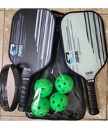 Pickleball 2 Paddle Carbon Fiber MX Set with 4 Balls and Carry Bag SHIP ... - $52.83
