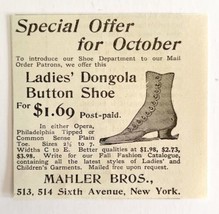 Mahler Bros Ladies Dongola Shoe 1894 Advertisement Victorian Footwear NY... - £7.98 GBP