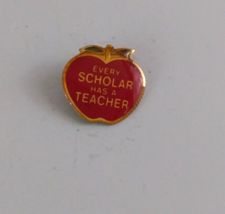 Vintage Every Scholar Has A Teacher Red Apple Lapel Hat Pin - £5.81 GBP