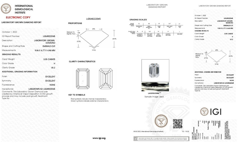 Authenticity Guarantee
Lab Grown 3.05 Ct EMERALD Cut IGI Certified CVD Diamo... Item image 2