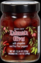 2 Jars TRADER JOE&#39;s Kalamata Olives w/ Jalapeños &amp; Peri Peri Peppers - £19.70 GBP