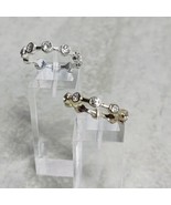 Silver &amp; Gold Tone Stackable Rings with Clear Rhinestones Women&#39;s Jewelry - £11.66 GBP