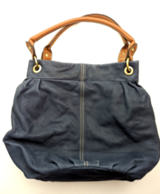 Coldwater Creek Bucket Shoulder Bag Blue tan Leather - £30.28 GBP