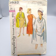 Vintage Sewing PATTERN Simplicity 5833, Misses 1964 One Piece Dress and Cape, Si - $25.16