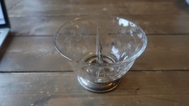 Sterling Silver Footed Etched Glass Split Half and Half Candy Bowl 5.25&quot;... - £28.32 GBP